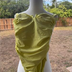 Express Elegant Yellow Ruched Women's Bathing Suit